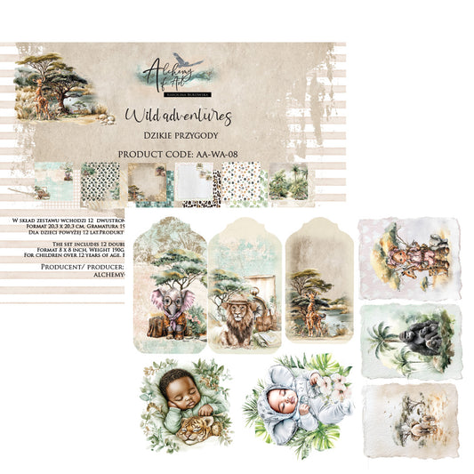 Wild adventures Scrapbooking Paper Set 8X8