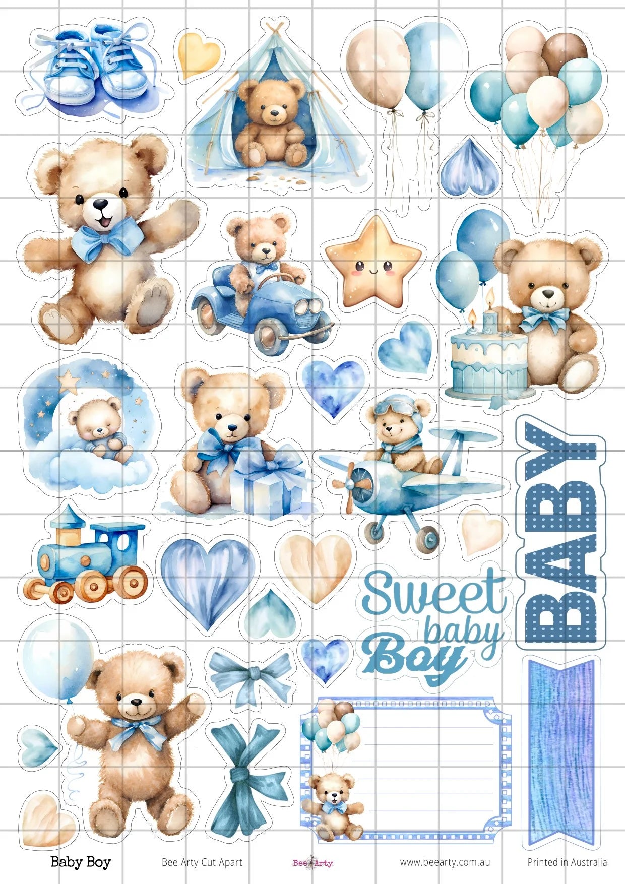 A4 Cut Apart - Assorted - Baby Boy