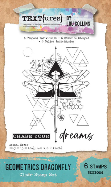 TEXT(ures) Geometrics Dragonfly 4" x 6" Clear Stamp Set