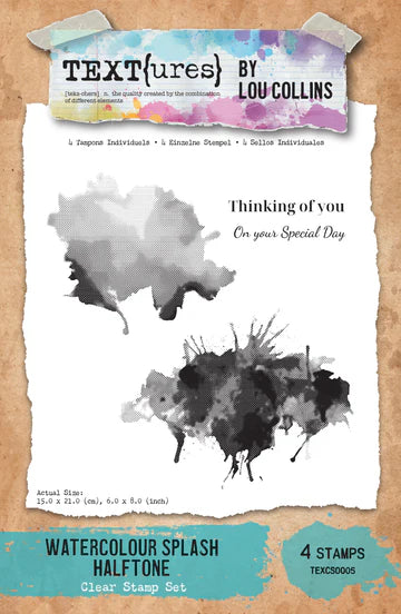 TEXT(ures) Watercolour Splash Halftone 6in x 8in Stamp Set