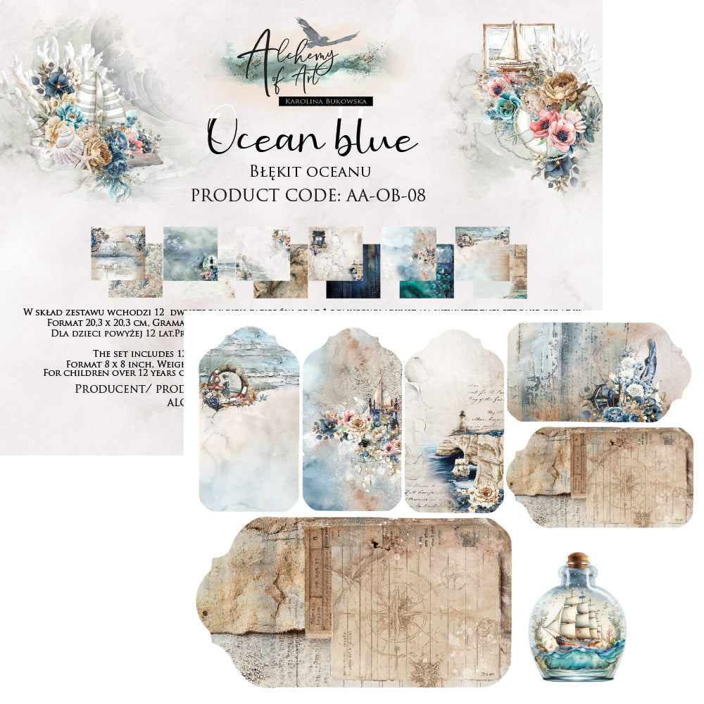 Ocean blue 8x8'' Paper Set