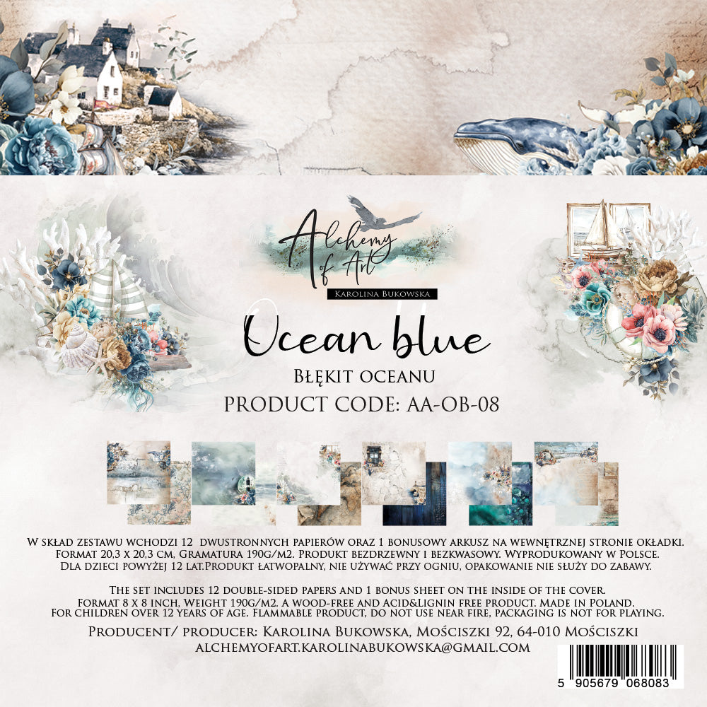 Ocean blue 8x8'' Paper Set