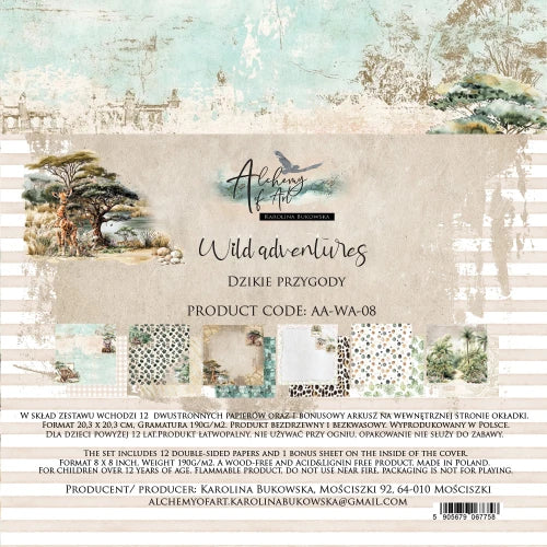 Wild adventures Scrapbooking Paper Set 8X8