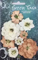 Fantasy Blooms - Pack of 8 Co-ordinated Flowers, BEIGE