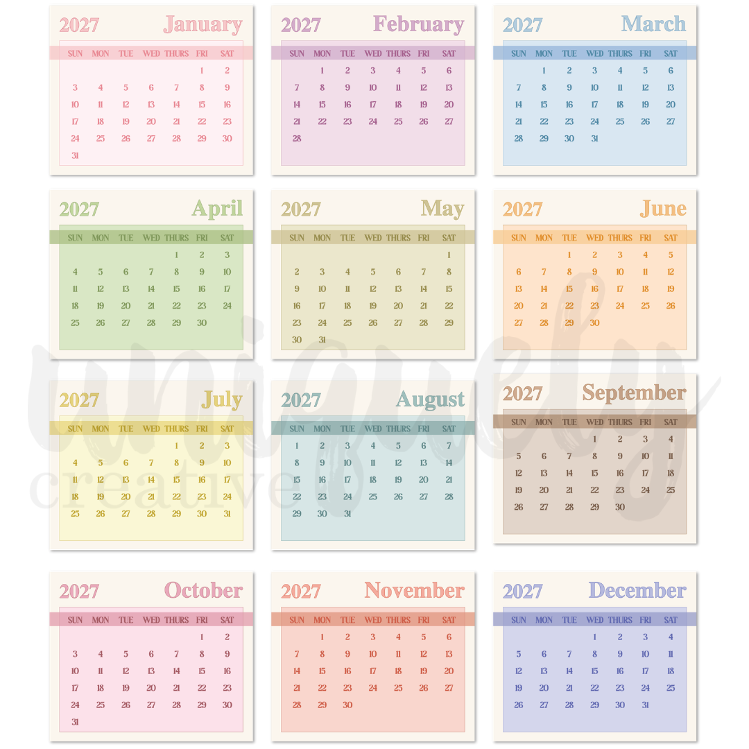 2027 Calendar Pads