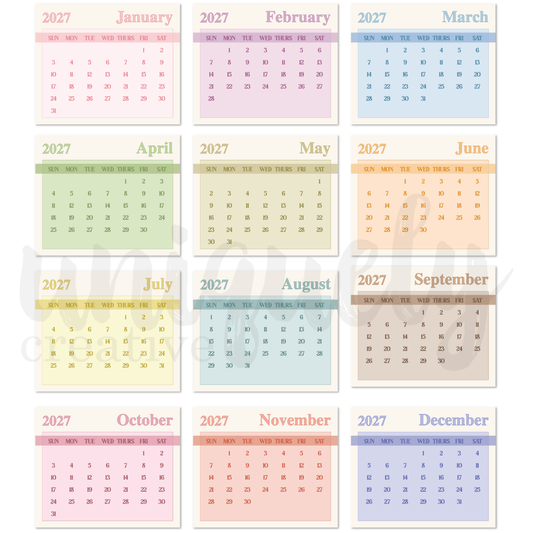 2027 Calendar Pads