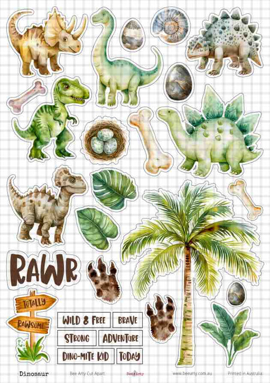 A4 Cut Apart - Assorted - Dinosaur