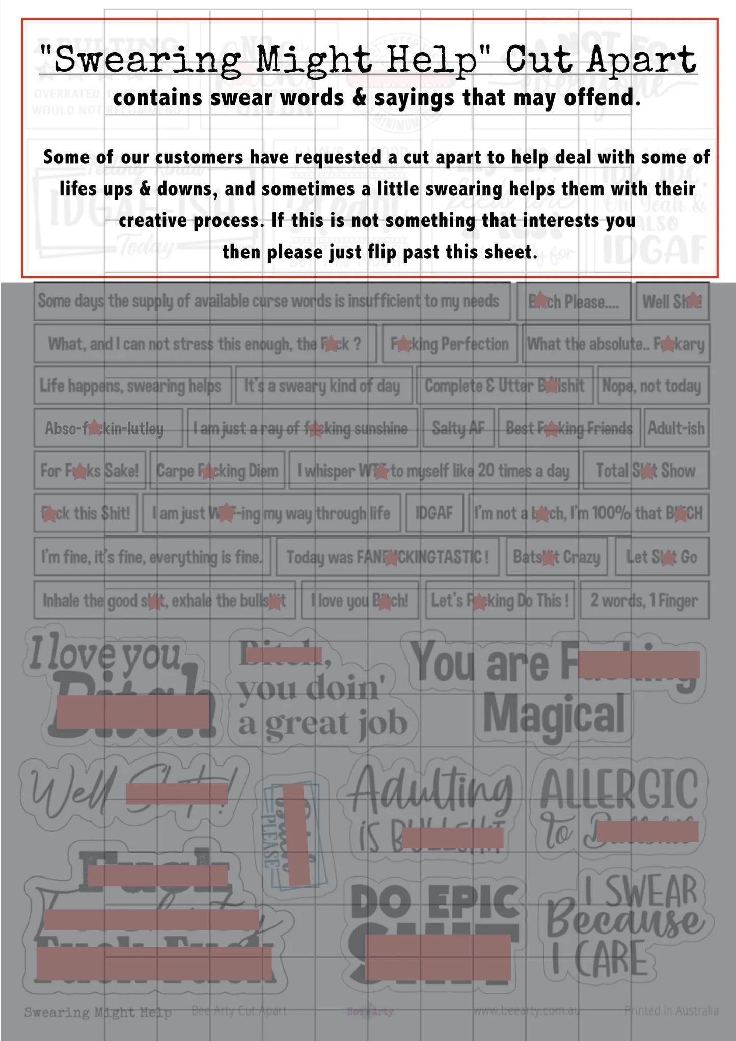 A4 Cut Apart - Assorted - Swearing might help