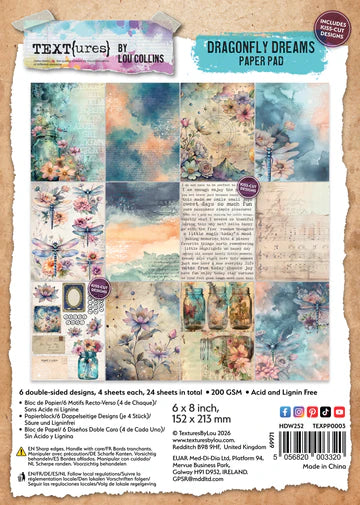 TEXT(ures) Dragonfly Dreams Paper Pad 6 x8