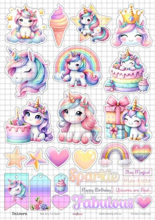 A4 Cut Apart - Assorted - Unicorn
