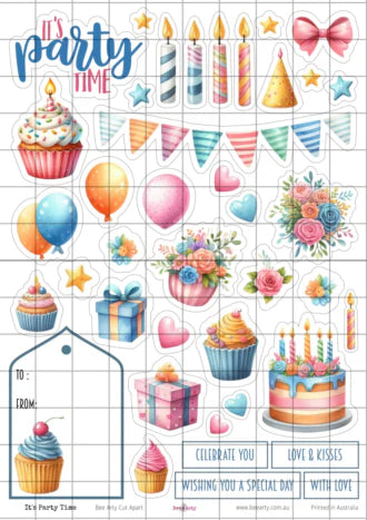 A4 Cut Apart - Assorted - It's Party Time