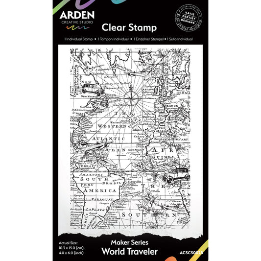 Maker Series World Traveler 4in x 6in Background Stamp