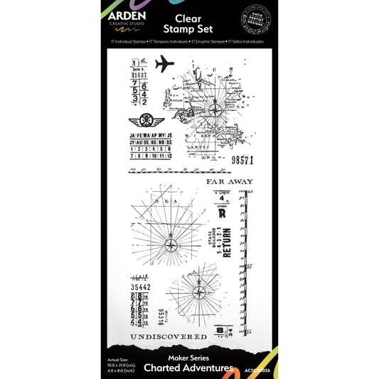 Maker Series Charted Adventures 4in x 8in Clear Stamp Set